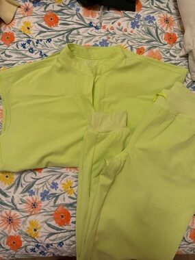Figs Neon Lime Scrub Set - Lime Green Top & Pants